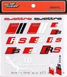 Audi RS Uyumlu Yedek Parça Sticker 15 Adet