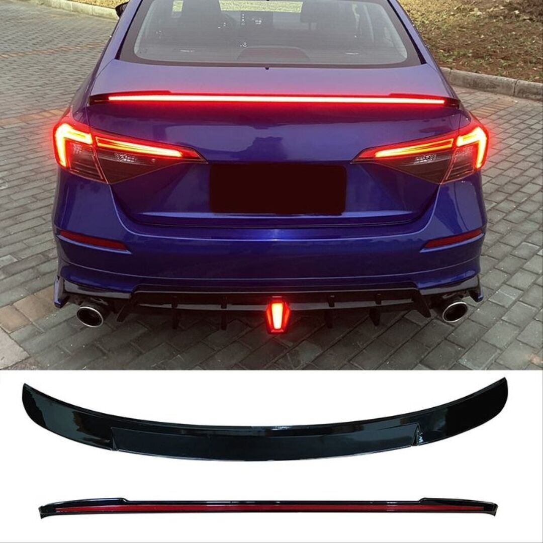 Honda Civic Uyumlu Yedek Parça FE1 2022 İçin Uyumlu Led Spoiler (Parlak Siyah)
