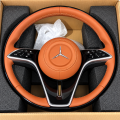 Mercedes Benz Direksiyon Simidi Turuncu Deri Siyah Krom Multifonksiyonlu Direksiyon