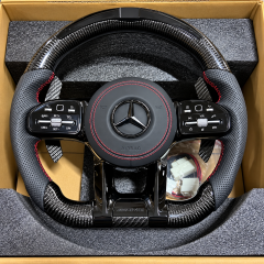 Mercedes-Benz AMG Uyumlu Spor Direksiyon Simidi Siyah Deri Karbon Görünümlü