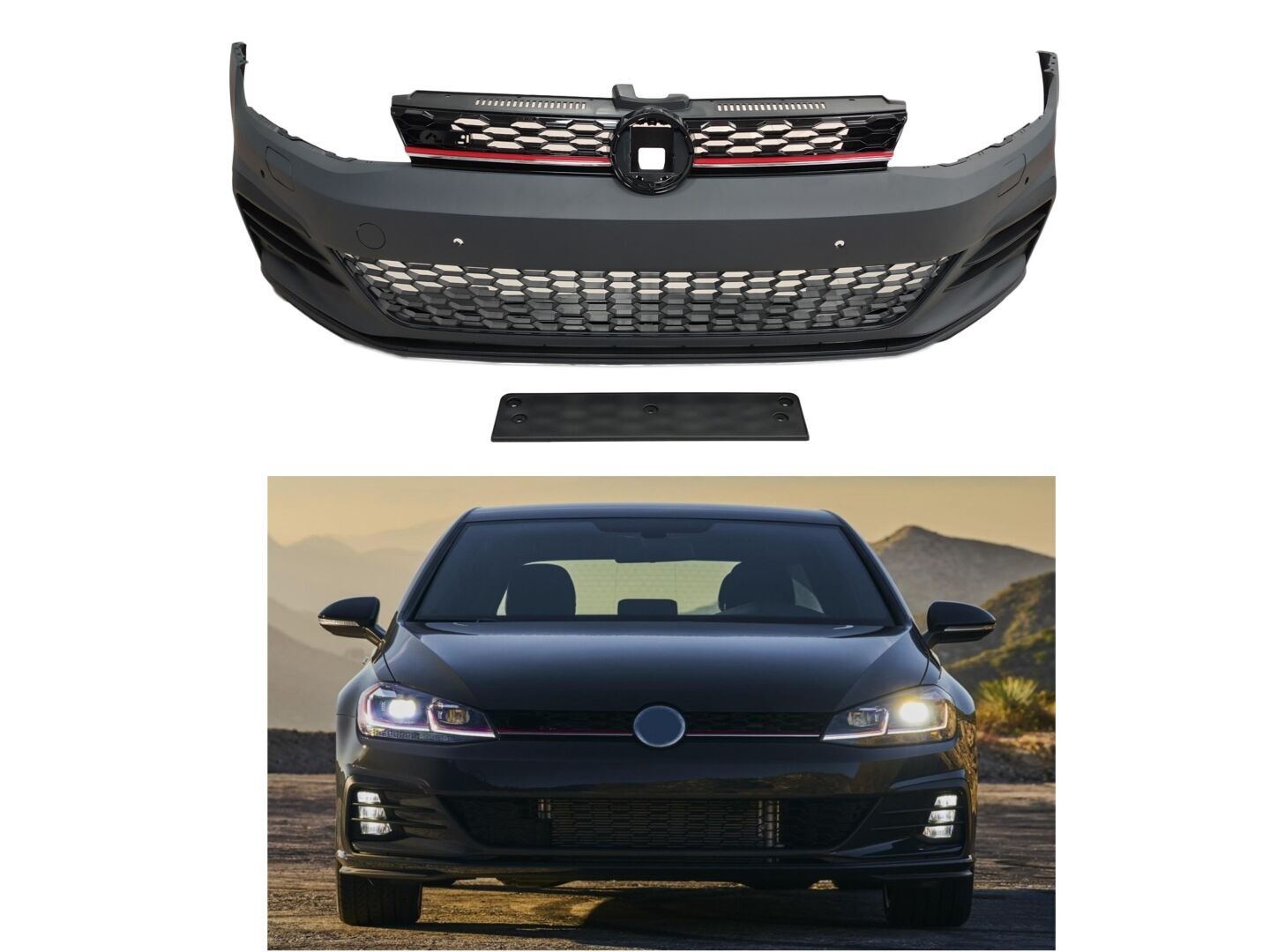 Volkswagen Golf 7,5 2017-2020 Uyumlu Gti Ön Tampon Ve Panjur Seti