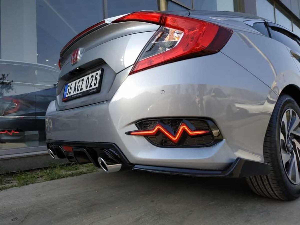 Honda Civic Fc5 Uyumlu  2016-2020 Ritim Dizayn Arka Sis Ledi Kırmızı