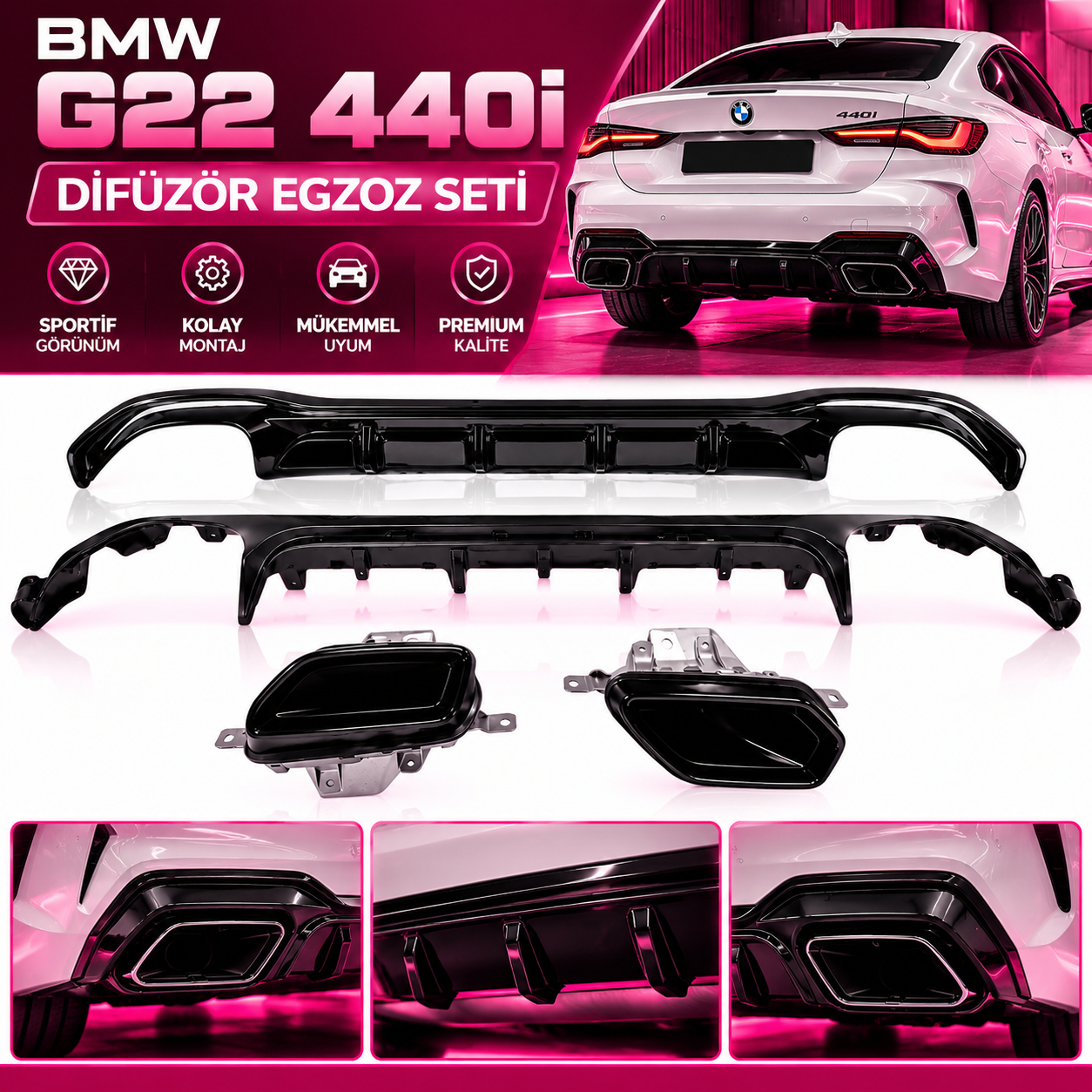 Bmw G22 440i Difüzör Egzoz Seti