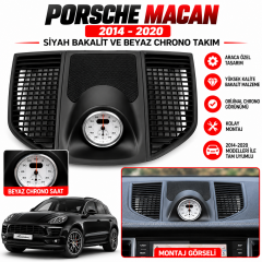 Porsche Macan 2014-2020 Uyumlu Siyah Bakalit Ve Beyaz Chrono Takım