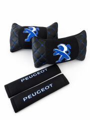 Peugeot Logolu Boyun Yastığı Ve Emniyet Kemer Kılıfı Kahverengi
