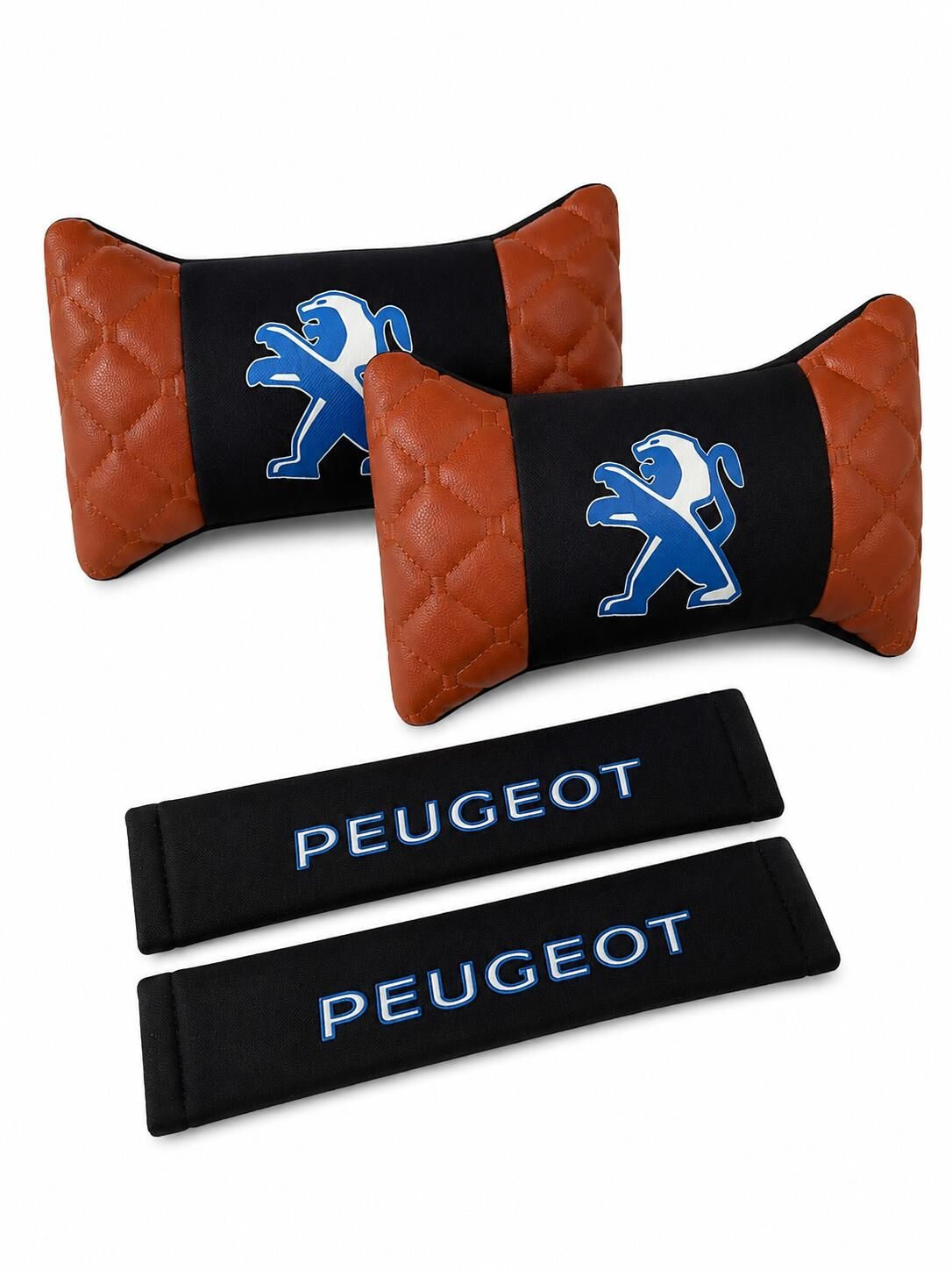 Peugeot Uyumlu Logolu Boyun Yastığı ve Emniyet Kemer Kılıfı