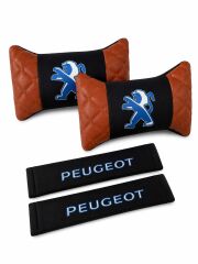 Peugeot Uyumlu Logolu Boyun Yastığı ve Emniyet Kemer Kılıfı