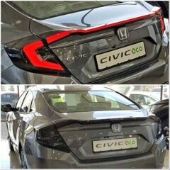 Honda Civic Fc5 Uyumlu Yedek Parça 2016-2021 Hareketli Sinyalli Led Stop Ve Spoiler Takımı Smoke