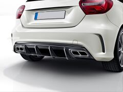 Mercedes W176 16-18 A45 Uyumlu Yedek Parça Difüzör & Egzoz Seti (Parlak Siyah) - Silver Egzoz İle (Amg Paket İçin )