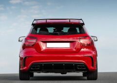 Mercedes W176 16-18 A45 Uyumlu Yedek Parça Difüzör & Egzoz Seti (Parlak Siyah) - Siyah Egzoz İle (Amg Paket İçin )