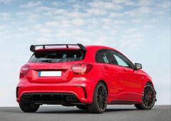 Mercedes W176 16-18 A45 Uyumlu Yedek Parça Difüzör & Egzoz Seti (Parlak Siyah) - Siyah Egzoz İle (Amg Paket İçin )