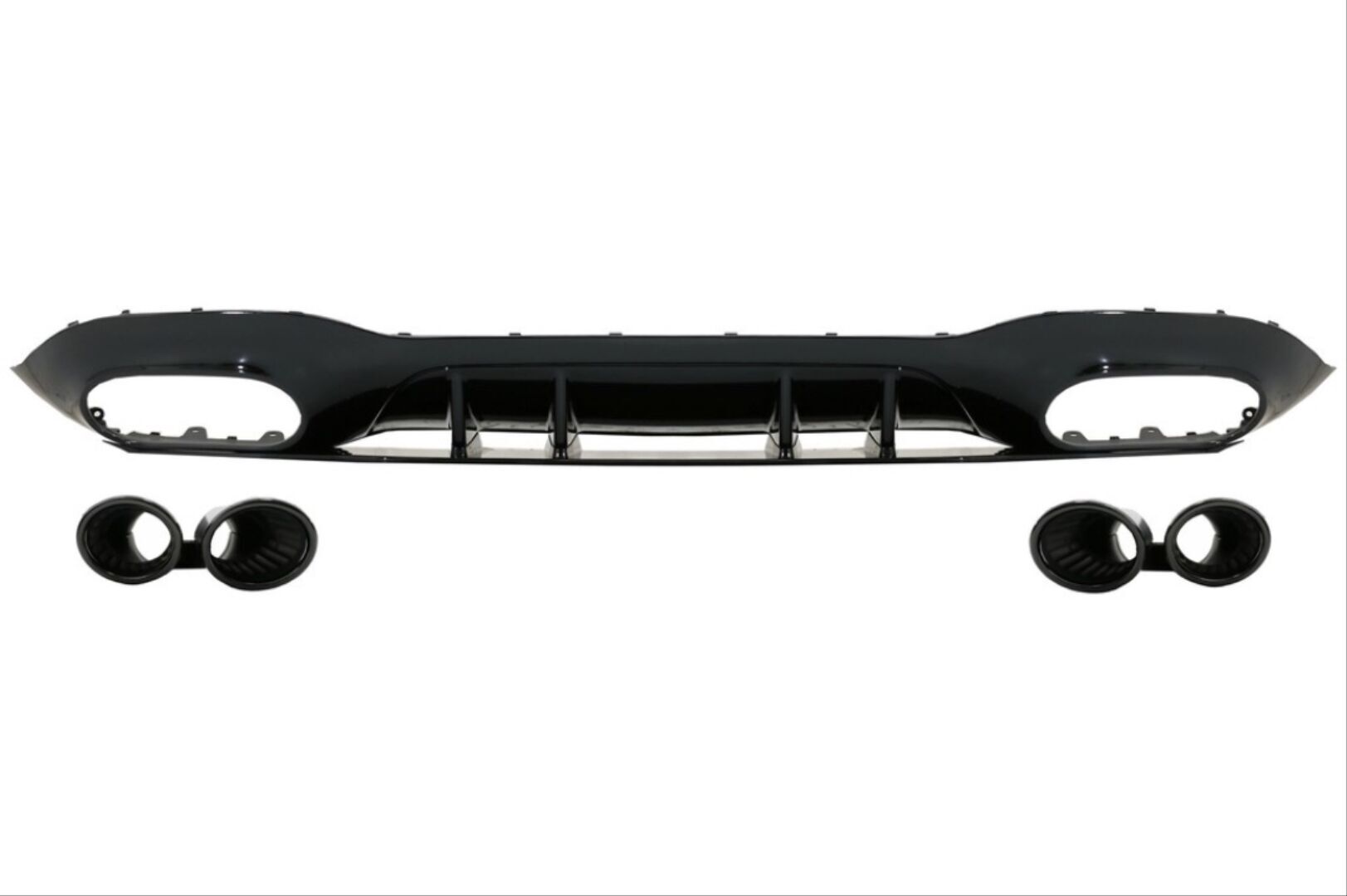 Mercedes W177 Sedan 2019+ Uyumlu Yedek Parça Difüzör & Egzoz Seti - Siyah Egzoz İle