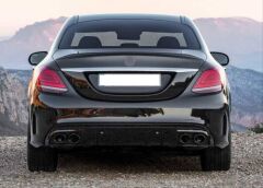 Mercedes W205 C Serisi Uyumlu Yedek Parça C43 Difüzör & Egzoz Seti (Amg Sedan ) (Siyah Egzoz İle)