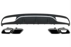 Mercedes Uyumlu Yedek Parça W205 C Serisi (Amg Sedan) Uyumlu C63 Görünüm Difüzör (Mat Gri Çizgili ) Ve Egzoz Seti