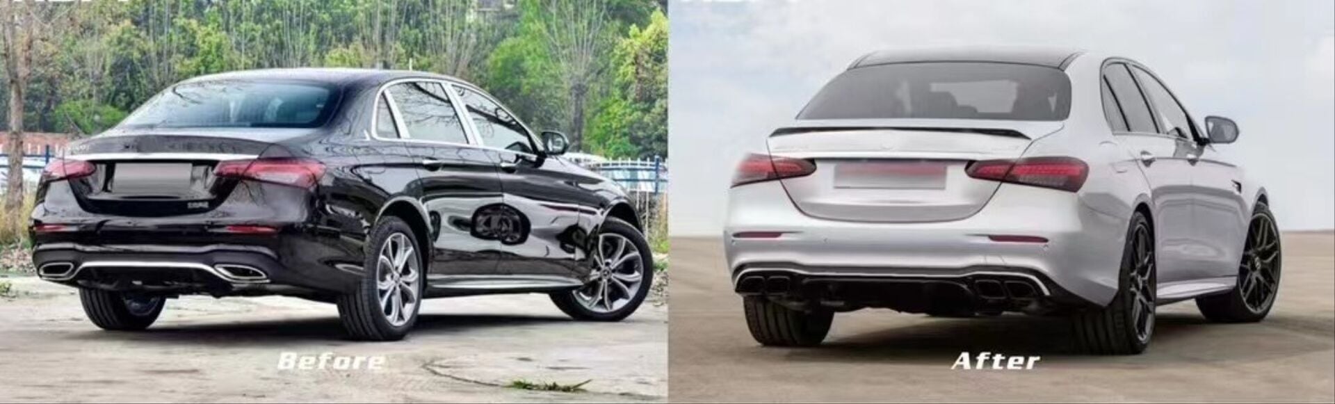 Mercedes Uyumlu W213 E Serisi İçin Uyumlu 2021+ E63 Difüzör Ve Siyah Egzoz Seti (Amg Sedan)