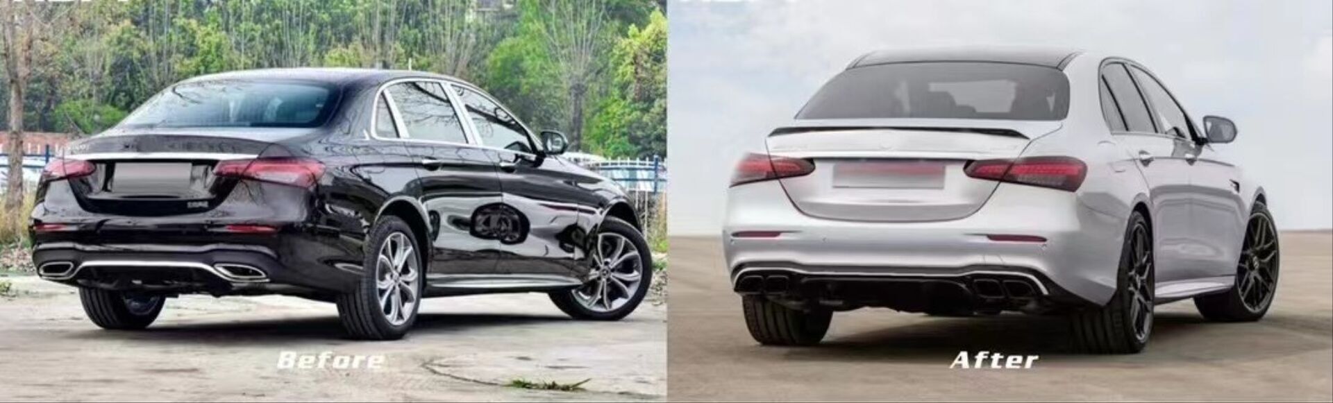 Mercedes Uyumlu W213 E Serisi İçin Uyumlu 2021+ E63 Difüzör Ve Siyah Egzoz Seti (Amg Sedan)