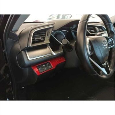 Honda Civic Fc5 Uyumlu  2016-2020 Kontrol Panel Kaplama Kırmızı