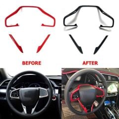 Honda Civic Uyumlu Yedek Parça Fc5 2016-2021 Direksyon Kaplama Seti Kırmızı 3 Parça