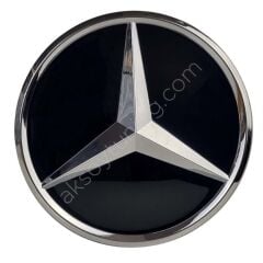 Mercedes W212 2011-18 İçin Uyumlu 3D Aynalı Panjur Logosu Parlak Siyah