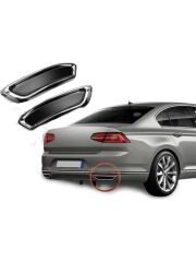 Volkswagen Passat B8 ( 2015-2018 ) Uyumlu Krom Egzoz Görünümlü Difüzör Paslanmaz Çelik
