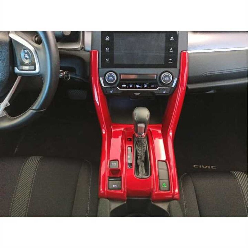 Honda Civic Fc5 Uyumlu  2016-2020 Yeni Stil Vites Konsol Kaplama Kırmızı