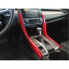 Honda Civic Fc5 Uyumlu  2016-2020 Vites Konsol Çıta Kaplama Kırmızı