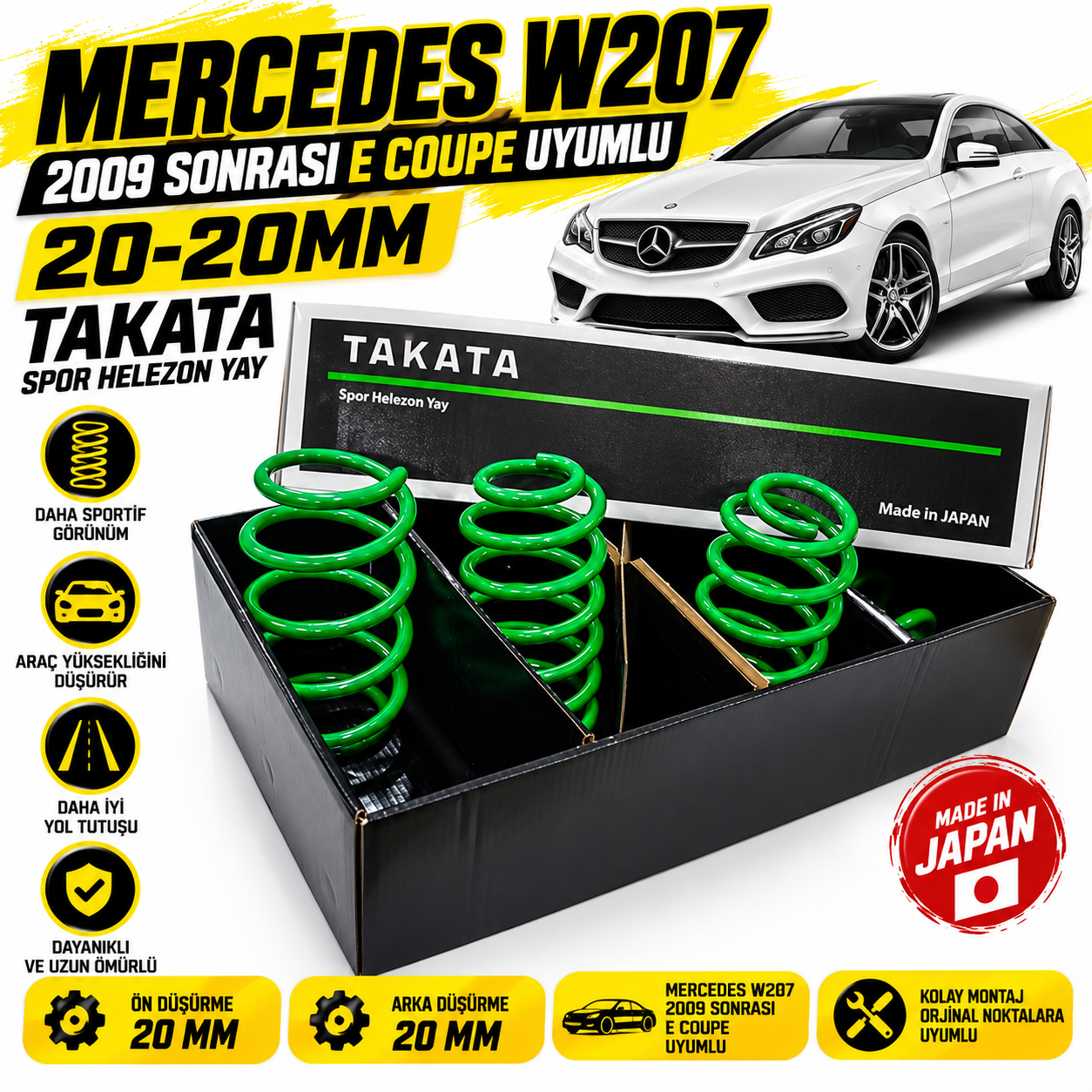 Mercedes W207 2009 Sonrası E Coupe Uyumlu 20-20mm Takata Spor Helezon Yay