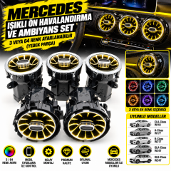 Mercedes CLA W118 / A W177 / B W217 / GLA W247 / GLB W247 Uyumlu Yedek Parça Işıklı Ön Havalandırma Ve Ambiyans Set (3 veya 64 Renk Ayarlanabilir)