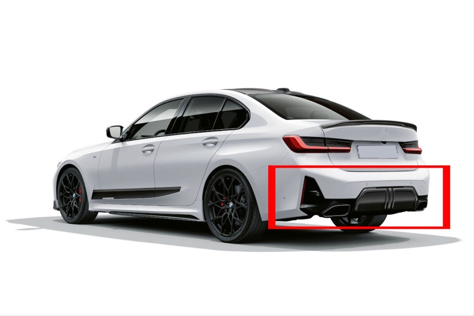 BMW G20 LCI 3 Serisi 2022+ Uyumlu 3.40 Difüzör ve Egzoz Seti (Parlak Siyah) M-Tech İçin