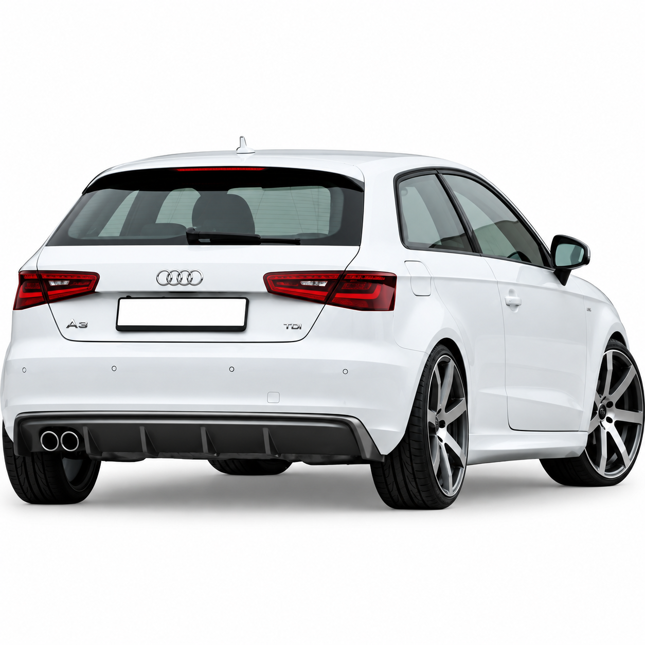 Audi A3 Uyumlu Hb 2013-2016 Sol Çift Çıkışlı Rieger Difüzör (Plastik)