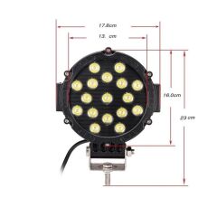 51W CRE Power Led Üniversal Yuvarlak Sis Lambası 17 Ledli Siyah
