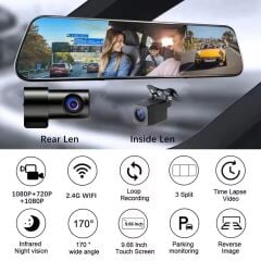 3 Kameralı Kayıt Yapan Dvr Dikiz Aynası