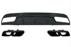 Mercedes Uyumlu Yedek Parça W205 C Serisi İçin C63 Siyah Difüzör & Egzoz Seti(Amg Sedan) - Siyah Egzoz İle