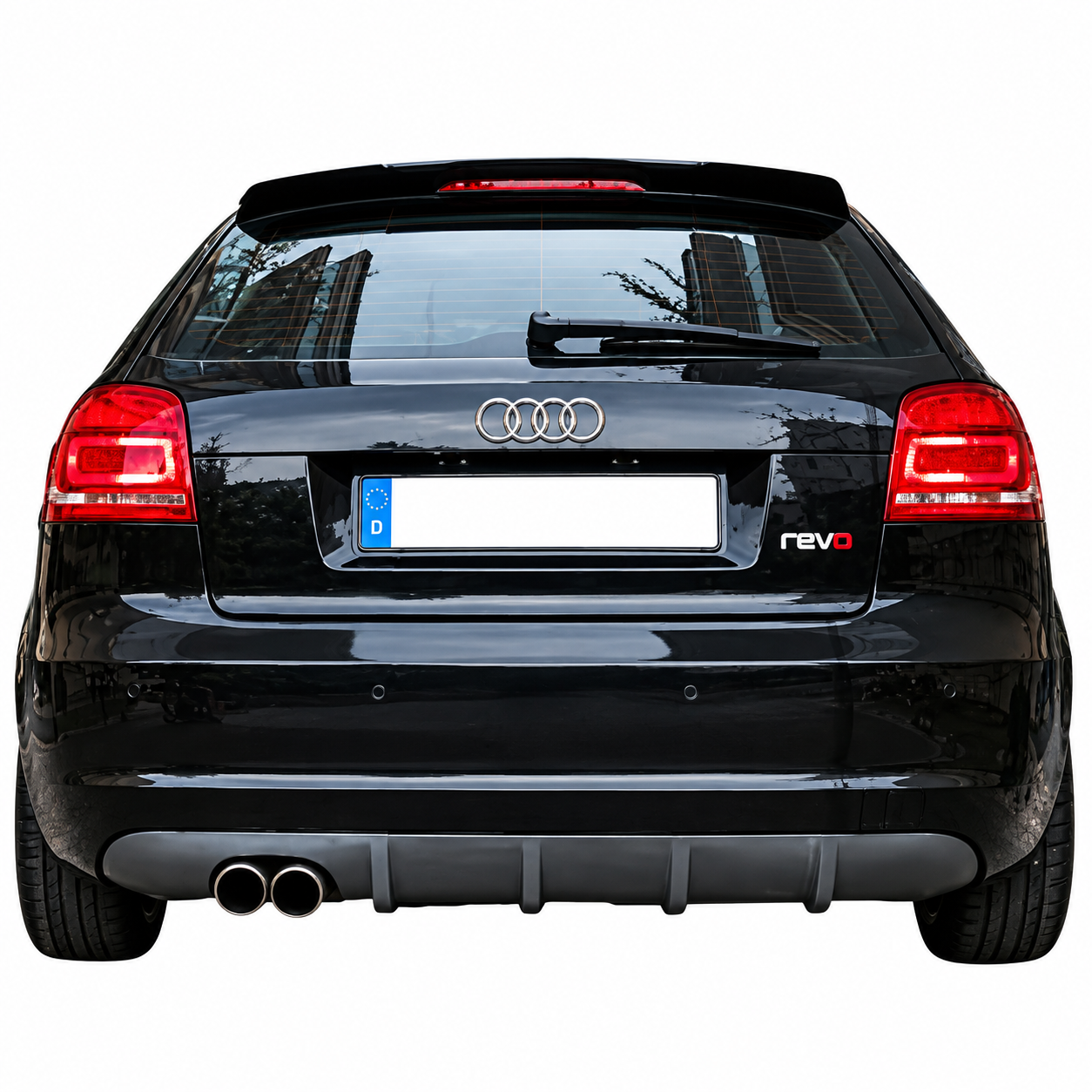 Audi A3 2009 - 2011 Uyumlu  Sol Çift Çıkışlı Difüzör Boyasız Fiber