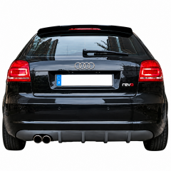 Audi A3 2009 - 2011 Uyumlu  Sol Çift Çıkışlı Difüzör Boyasız Fiber