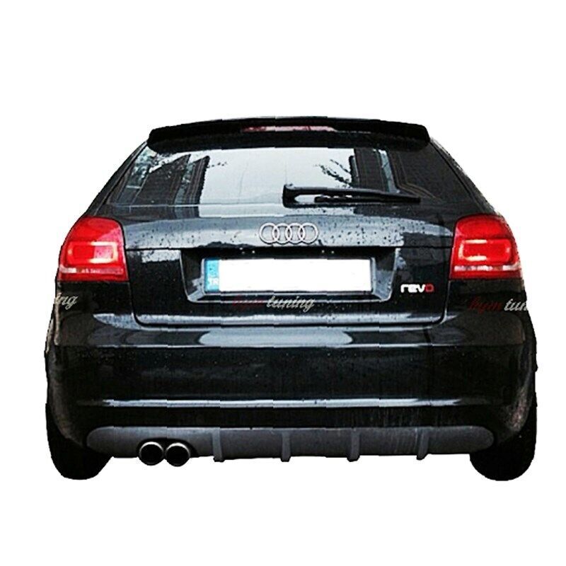 Audi A3 2009 - 2011 Uyumlu  Sol Çift Çıkışlı Difüzör Boyasız Fiber