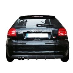 Audi A3 2009 - 2011 Uyumlu  Sol Çift Çıkışlı Difüzör Boyasız Fiber