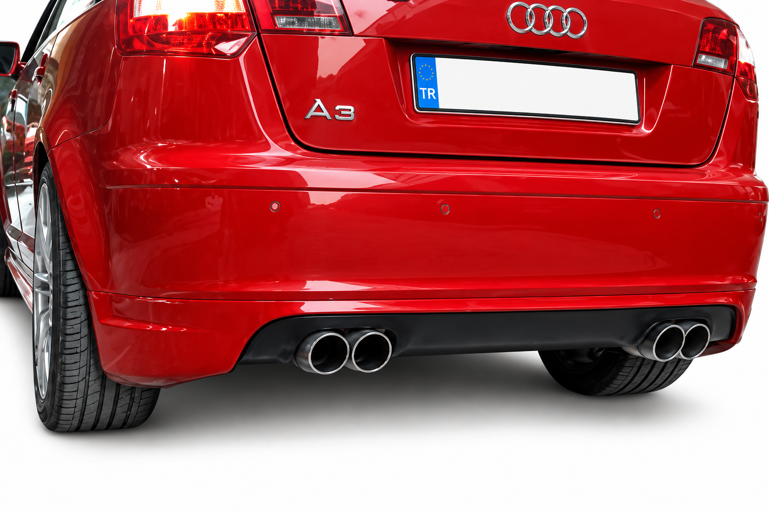 Audi A3 2009 - 2012 Uyumlu Arka Tampon Ek Boyasız Fiber