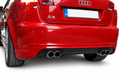 Audi A3 2009 - 2012 Uyumlu Arka Tampon Ek Boyasız Fiber