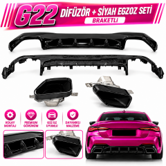 G22 Difüzör + Siyah Egzoz Seti Braketli