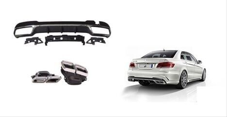 Mercedes Uyumlu Yedek Parça W212 E Serisi İçin 63 Difüzör & Egzoz Seti (Silver Egzoz İle) (Amg Makyajlı Kasa 2013-2016)