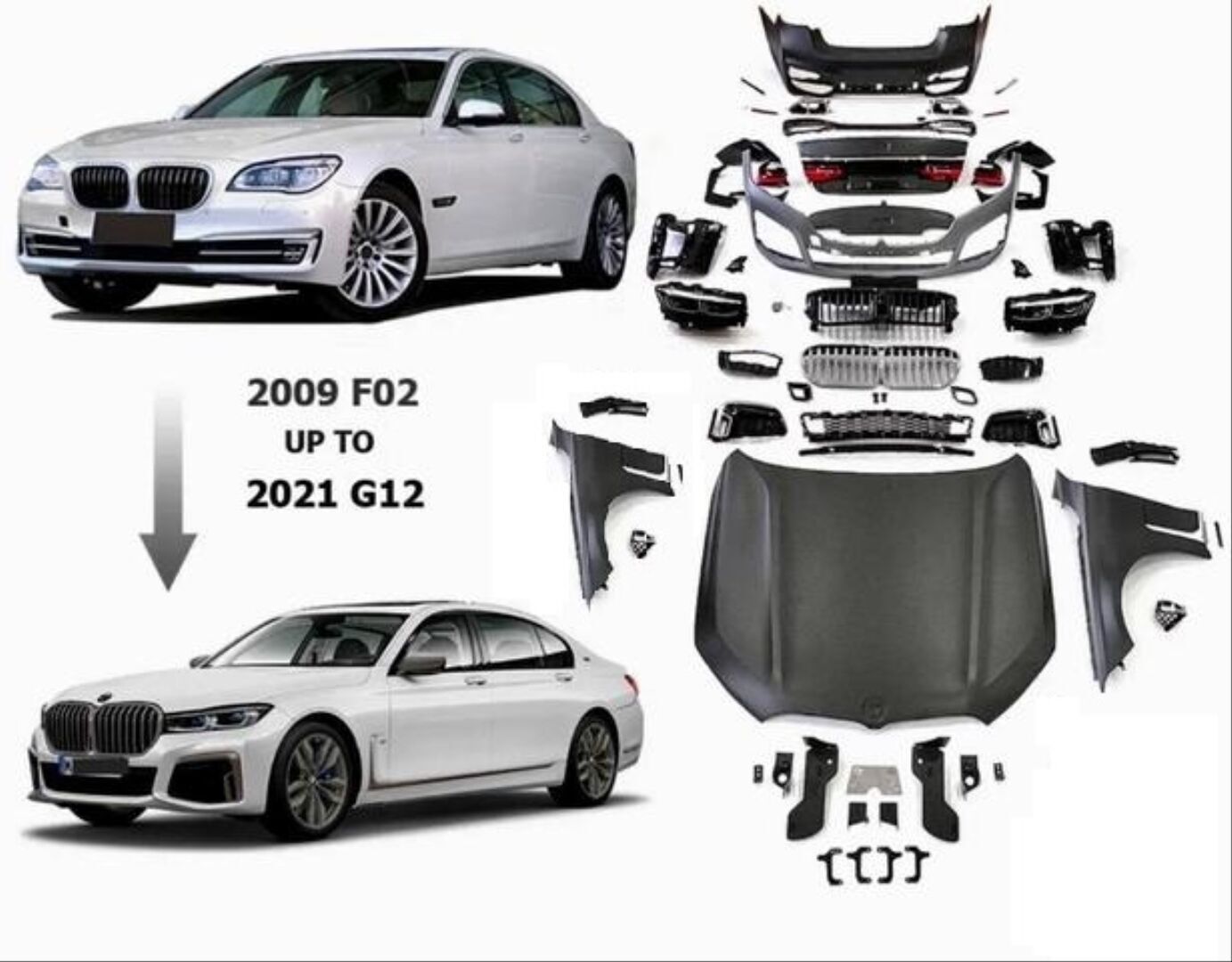 F01 7 Serisi İçin G12 Uyumlu Yedek Parça  Facelift Body Kit (makyajsız kasa için)