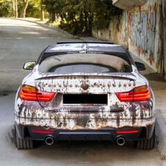 BMW 4 Serisi F32-F36 2014-2020 Uyumlu Yedek Parça M Difüzör Çift Çıkış İnce Piano Black