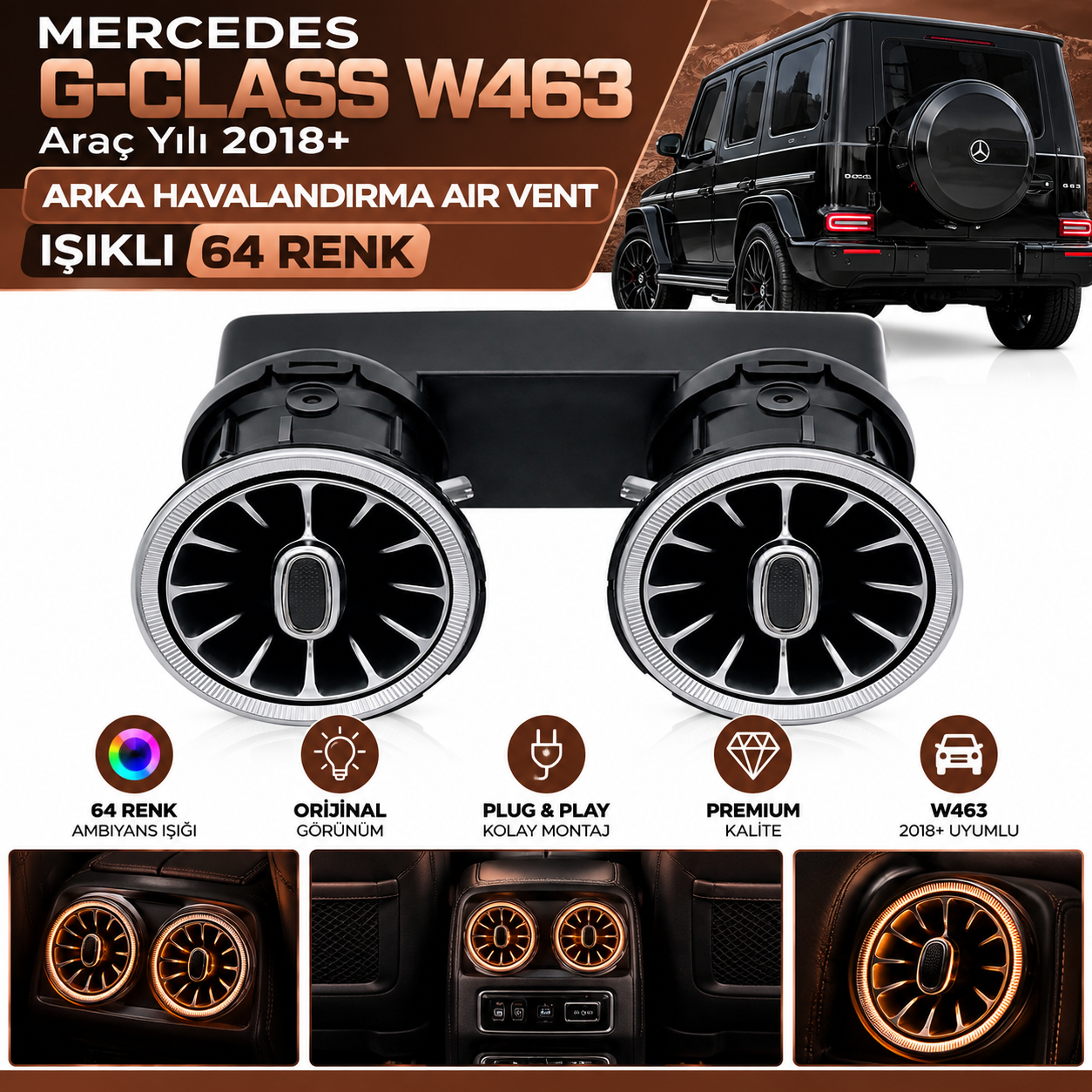 Mercedes G-Class W463 Araç Yılı 2018+ Arka Havalandırma Air Vent Işıklı