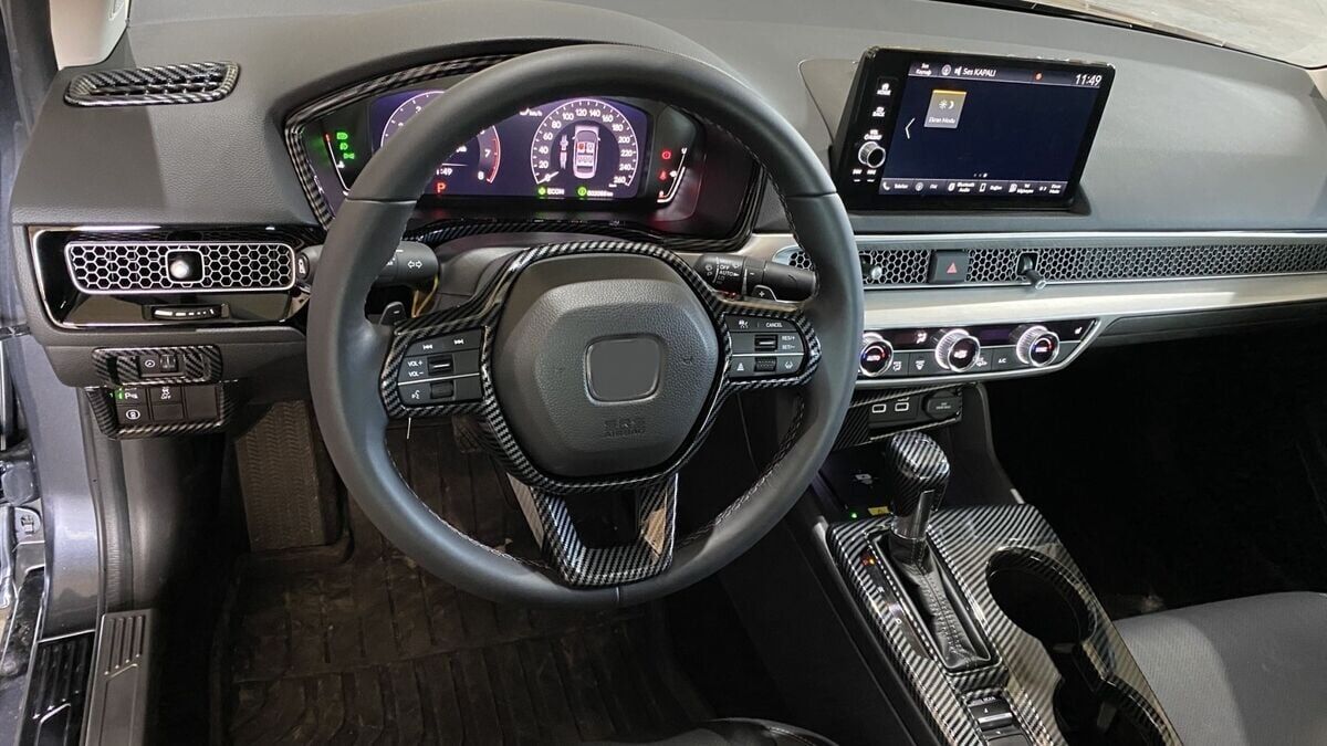 Honda Cıvıc FE1 2022 Için Uyumlu Dıreksiyon Kaplama Seti 2 Parça - Karbon