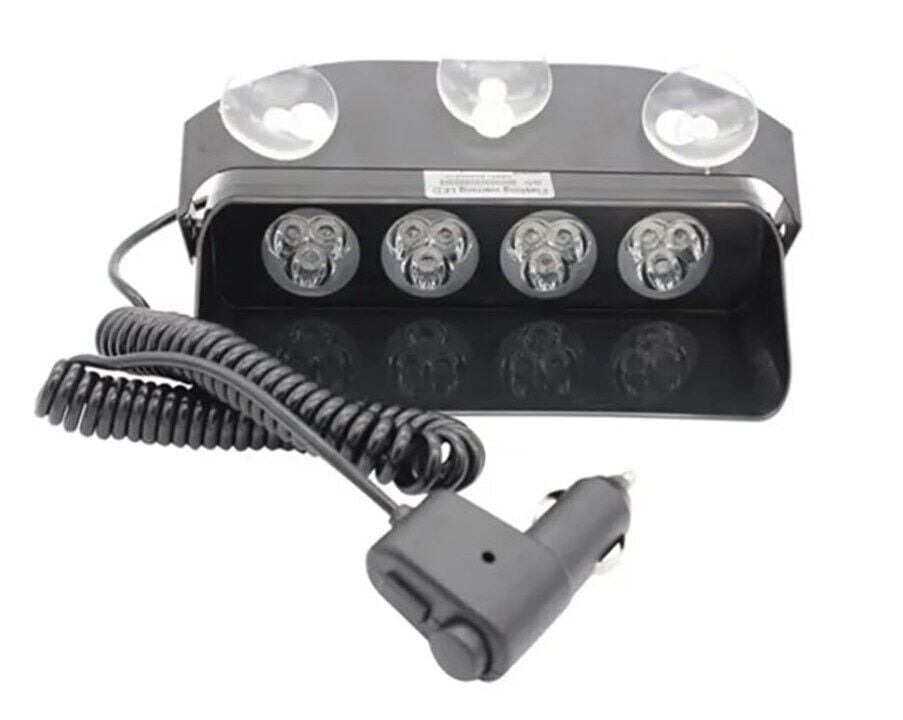 Araç İçi Vantuzlu Kırmızı Mavi Çakar Led Lamba 4 Ledli Yuvarlak Tasarım