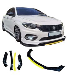 Universal 4 Parça Flaplı Ön Lip Piano Black ABS / (FC5 - SARI)