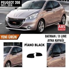 Peugeot 208 2012-2018 Uyumlu Yedek Parça Batman Yarasa Ayna Kapağı Sinyalli Piano Black