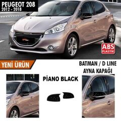 Peugeot 208 2012-2018 Uyumlu  Batman Yarasa Ayna Kapağı Sinyalli Piano Black