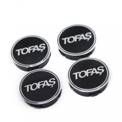 Tofaş Uyumlu Geçmeli Tofaş Yazılı Siyah 55/58 mm Jant Göbeği